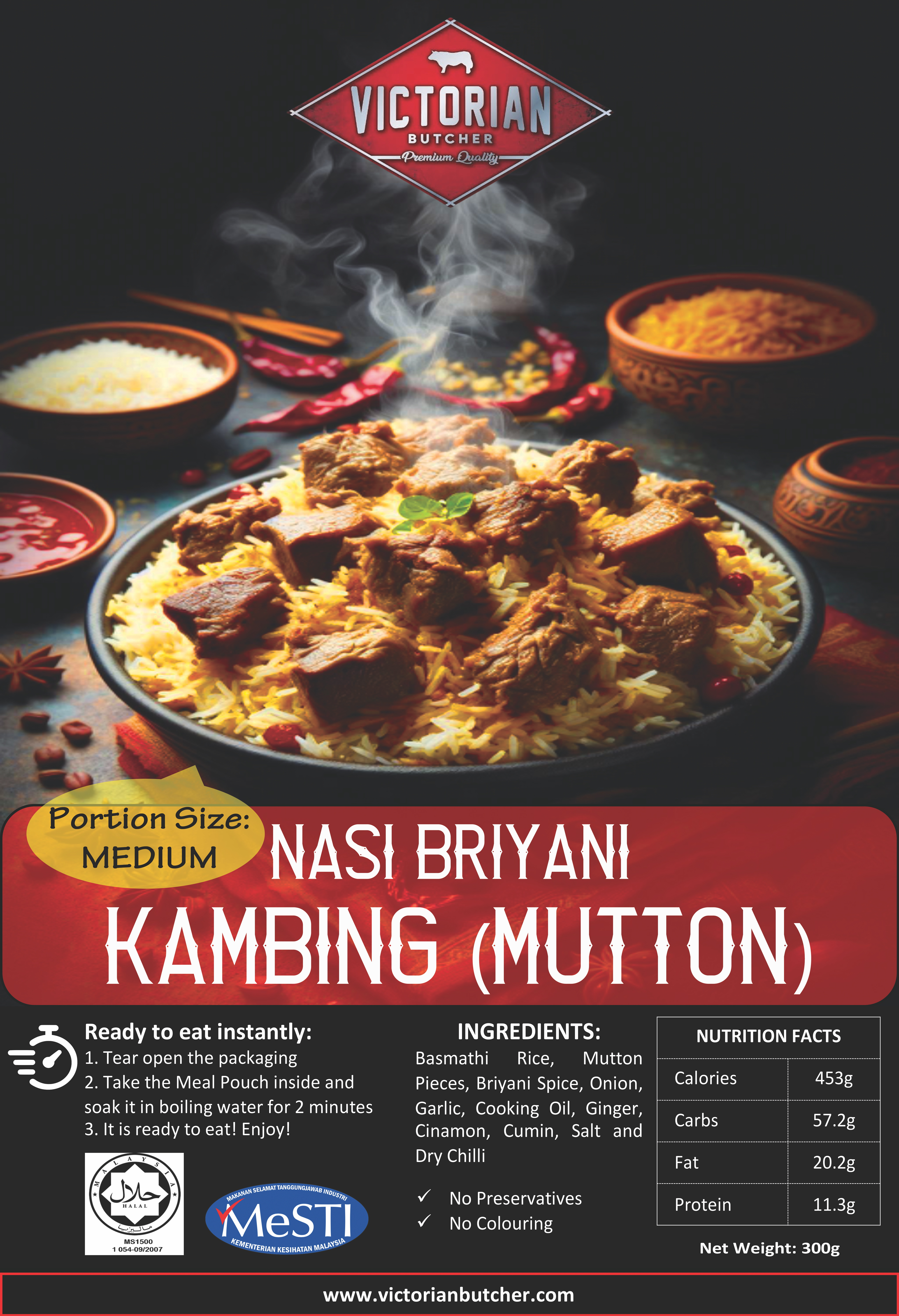 nasi briyani Kambing 300g nasi briyani Kambing 300g